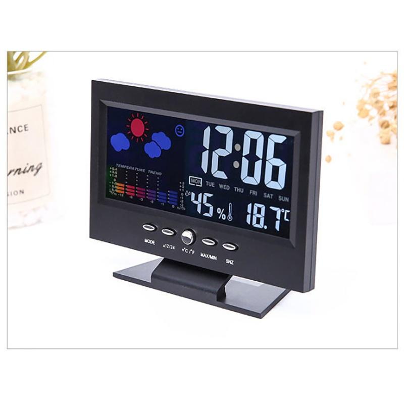 Multi-functional Digital Weather Station Clock Indoor Thermometer Hygrometer Calendar for Home Bedroom Office Daily Use