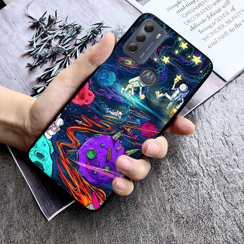 Moon Stars Space Astronaut Phone Case for Motorola Moto G22 G60 G52 G9 G7 Plus G8 Power G100 G Stylus G30 G10 GPure