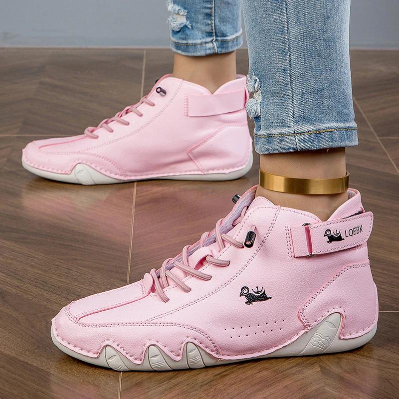 Women's Boots Outdoor Hiking Soft Soled Breathable Short Boots Fashionable Trendy Simple Travel Lace Up High Top Couple Shoes