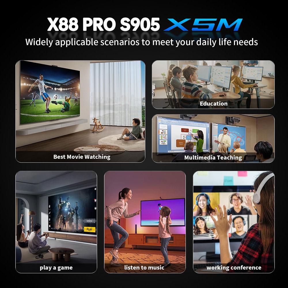 X88 Pro X5M TV Box Android14 Amlogic S905X5M Podpora 4K HDR Duální WiFi BT5.0 Set Top Box