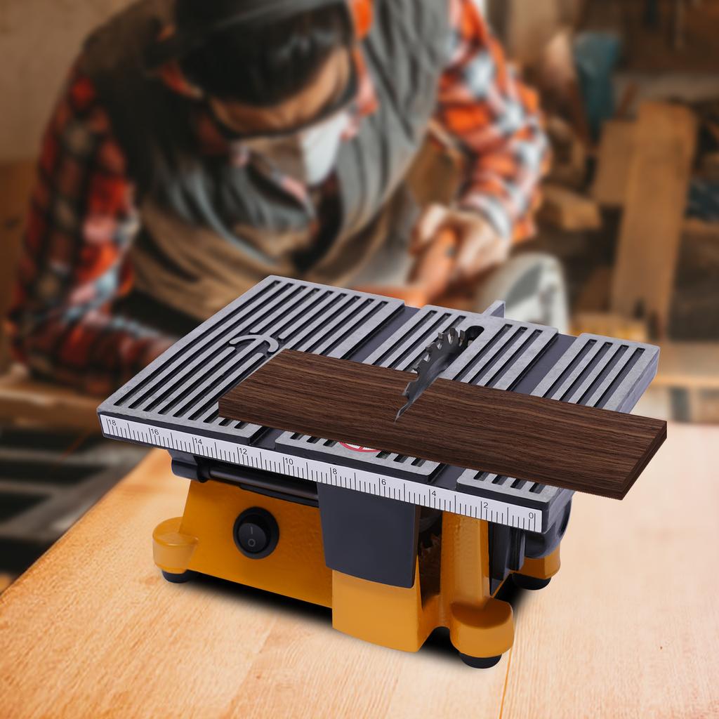 90W Mini Table Saw 4" with 3 Blades for Wood Metal Stone Cutting, 4500RPM Precision Bench Saw for DIY Craft Model Making