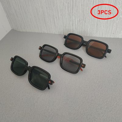 3 Piece Set Men Women Sunglasses Designer Fashion Double Bridges Square Eyewear Anti-blue Light Glasses Office Outdoor Accessory