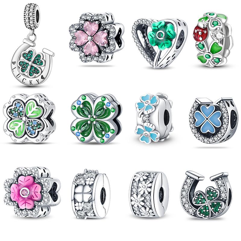 Copper Four Leaf Clover Theme Series Bead And Pendants Suitable For 3Mm Original Bracelet Necklace Women Luxury Jewelry Gift