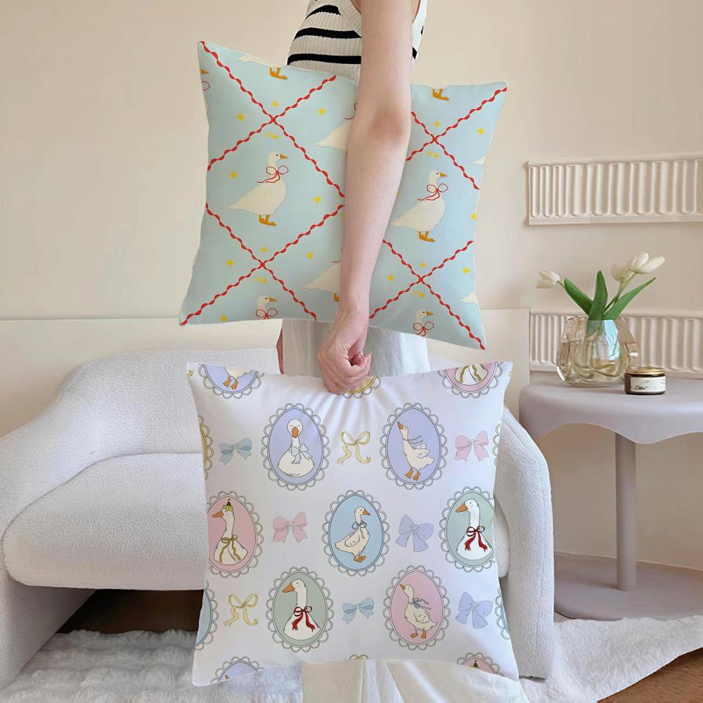 Simple Warm Daily Cute Gooses Cushion Cover Daily Washable Linen Pillowcase Soft for Sofa Bed Home Room Decor