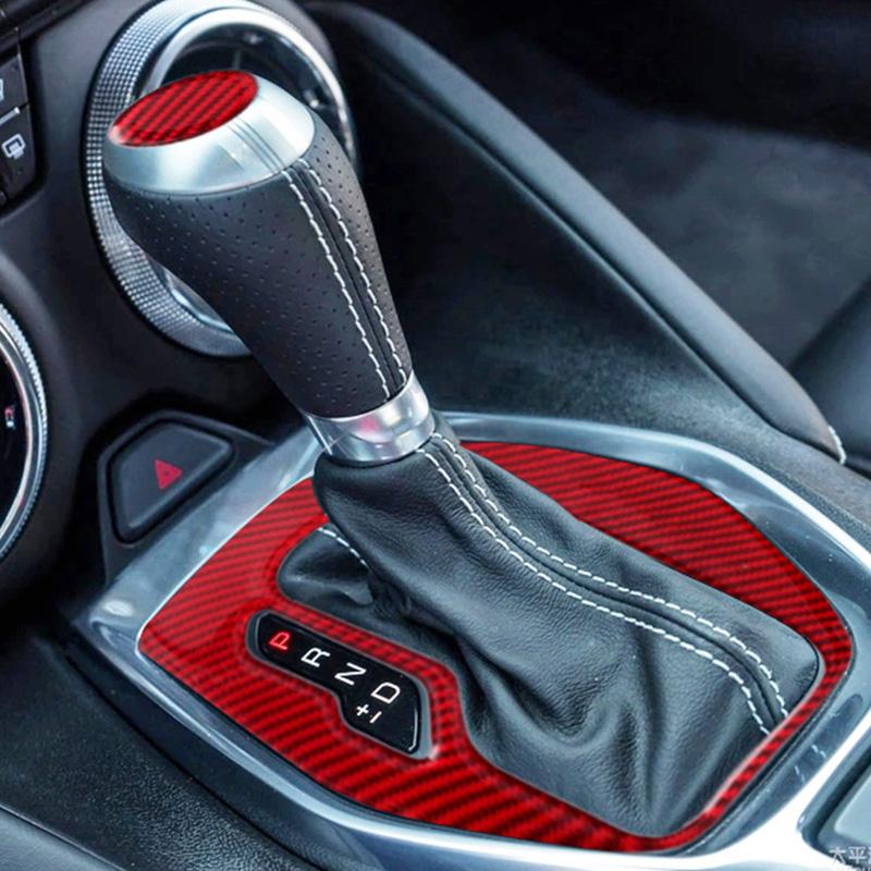 Carbon Fiber Car Gear Head Shift Knob Panel Cover Trim Sticker For Chevrolet Camaro 2017 2018 2019 Left Drive Accessories
