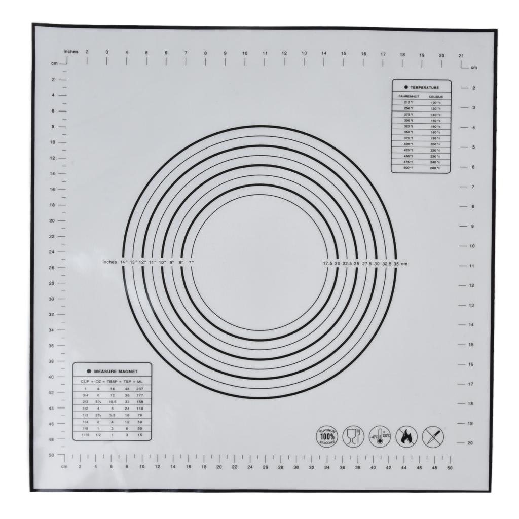 Silicone Pastry Mat 60 X 60cm/23.6 X 23.6in Fondant Mat with Measurement for Rolling Dough