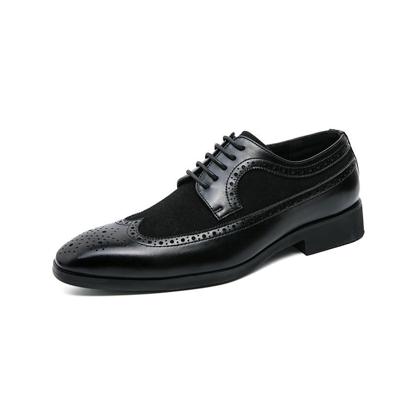 

Весна Осень Новые мужские туфли из натуральной кожи Туфли-броги Туфли для вечеринки Деловые туфли для офиса Мужские туфли с острым носком из кожи 46 чёрный