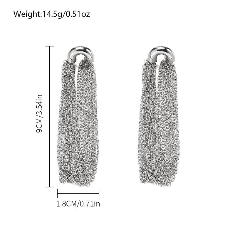 Accessories Exaggerated Alloy Geometric Earrings Fashion Tassel Chain Earrings Earrings Women