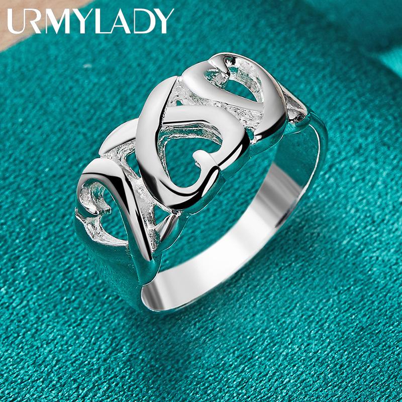 925 Sterling Silver Love Heart 6-10# Ring For Women Fashion Charm Jewelry MR060