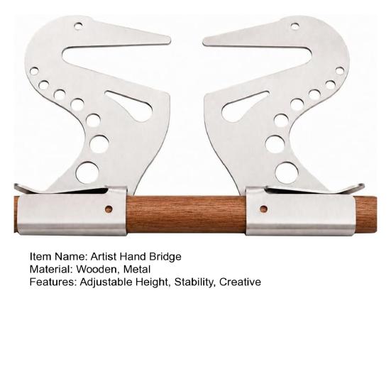 Artist Hand Support Bridge, Wooden Painting Support with Rod, Adjustable Hand Rest for Canvas Drawing, Fine Detailing Artist Accessory