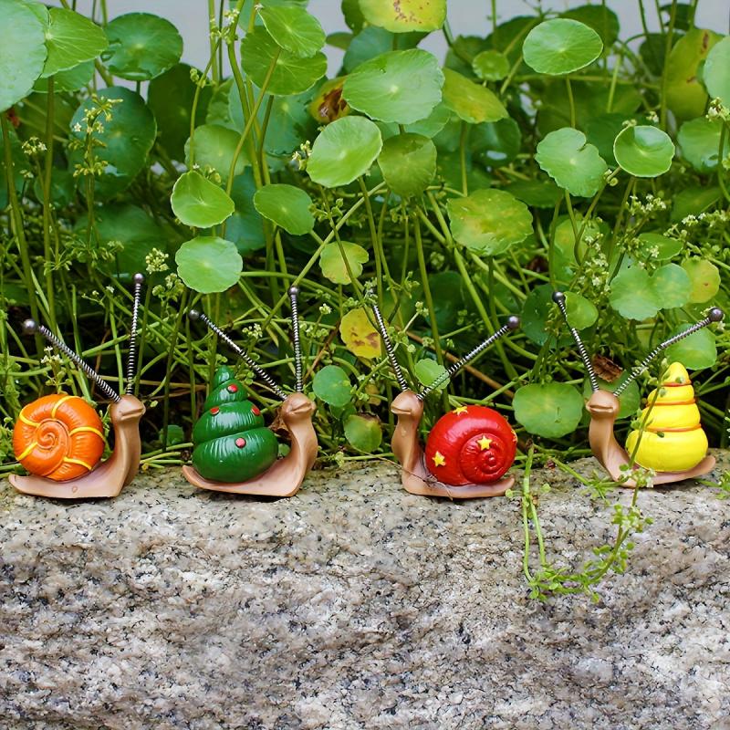 4-piece Mini Snail Sculpture Bonsai Decorations, Garden Home Decor Resin Crafts, Outdoor Decorations, Courtyard Art Decorations