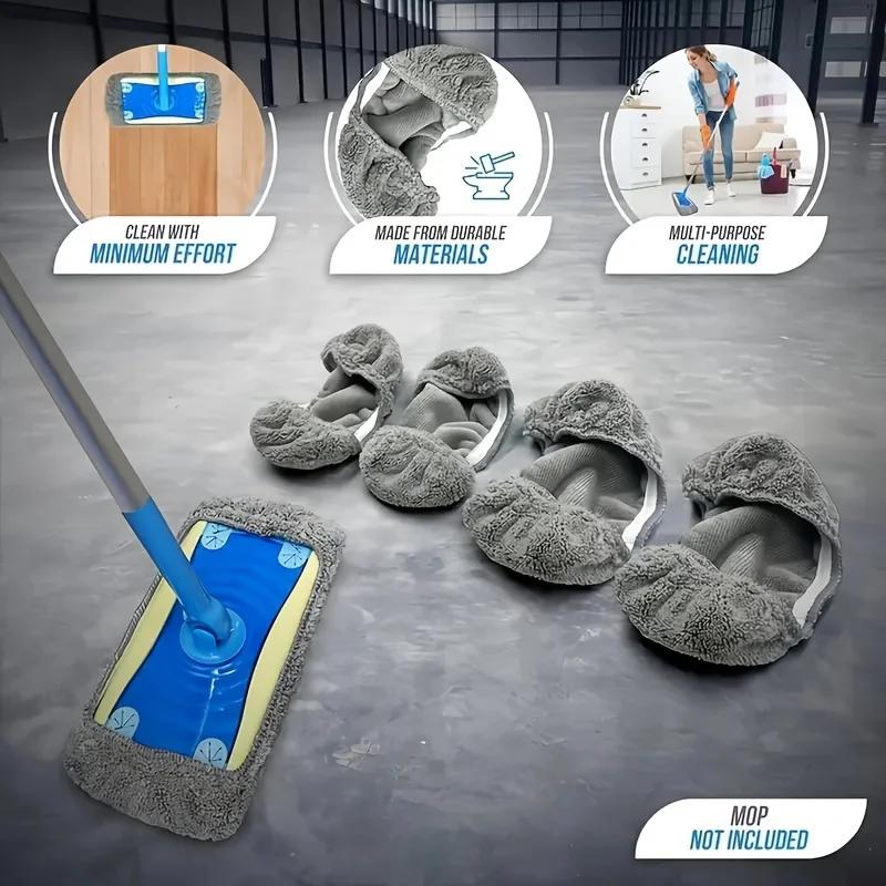 4 Piece Heavy-duty Washable Mop Pad - No Shedding or Marks, Suitable for Wooden Floors, Ceramic Tiles, and Vinyl Floors
