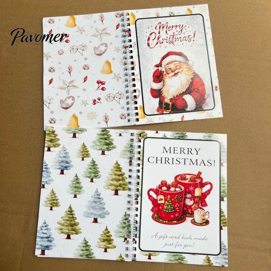 Portable Memory Keeper for Cash Christmas Gift Card Book, 7" x 5" Spiral Bound Merry Unique DIY Holiday Solution Booklet, Greeting Album, Personalized