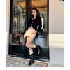 Black pleated western cowboy short boots women's 2025 new spring and autumn single boots V-mouth rivets pointed thick heel Martin boots