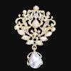 DIEZI Luxury Gold Silver Color Crystal Flower Bridal Brooches for Wedding Women Party Rhinestone Bouquet Water Drop Brooch Pins