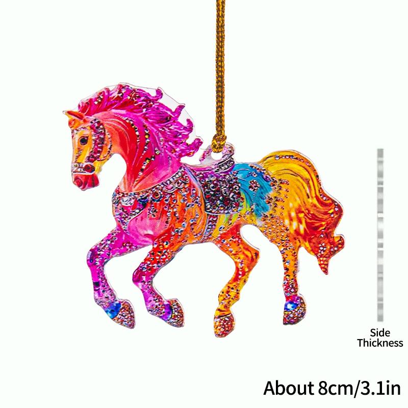 2D Acrylic Horse Pendant Christmas Tree Ornament New Year Decoration Navidad Party Decoration Xmas Ornament Charms Supplies