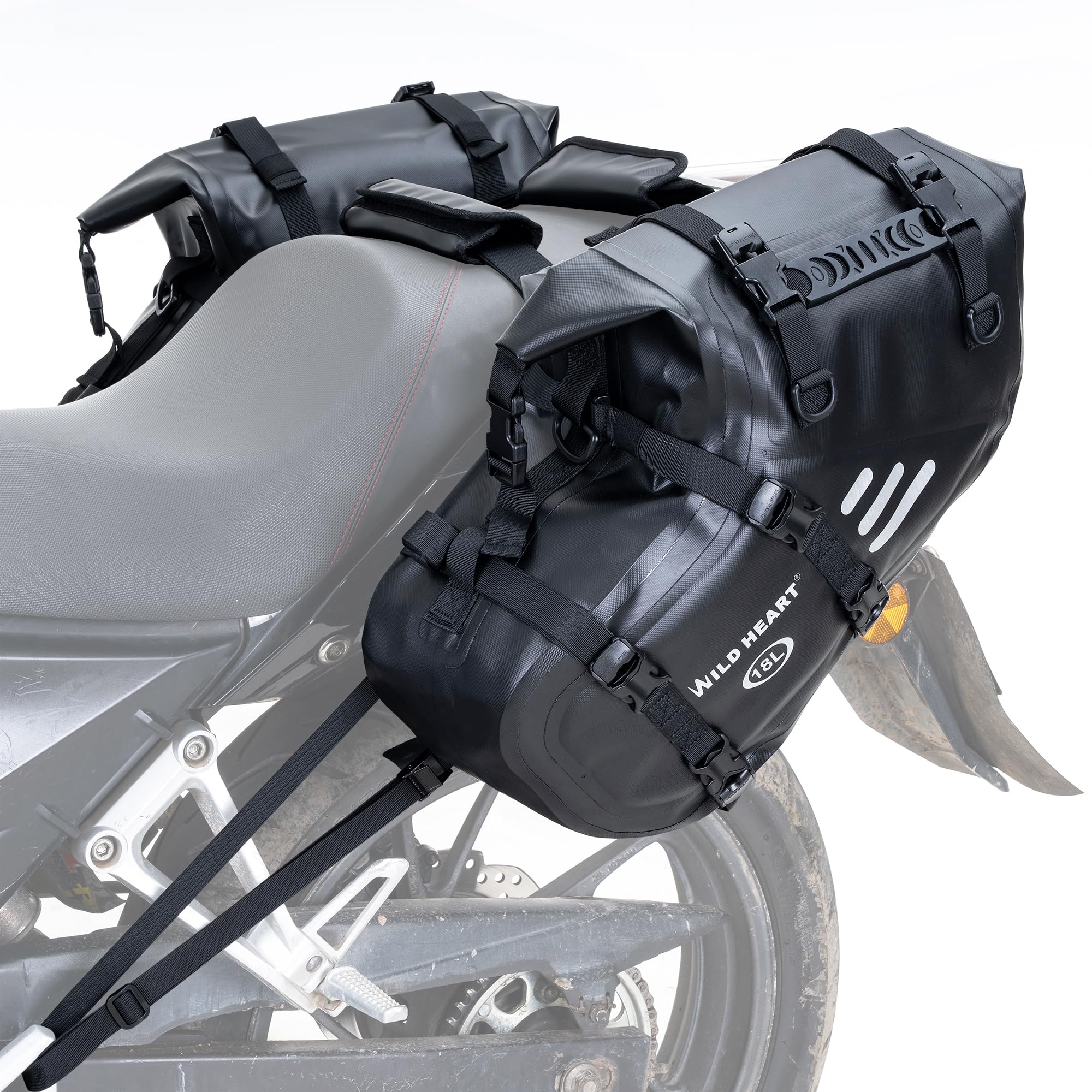 

WILD HEART Motorcycle Waterproof 36L x Side Pannier Trunk Accessories x Saddlebags, (18L 2) Bags, (18L 2, TPU)