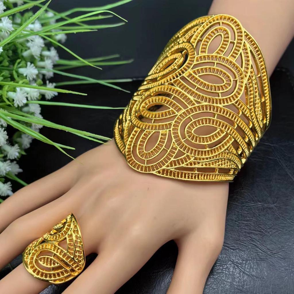 24K Gold Plated Bridal Bracelet for Women - Dubai and India Wedding Jewelry