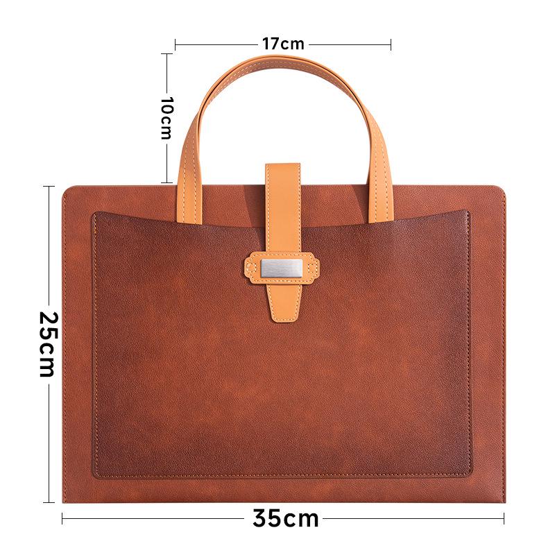 Large Capacity A4 Leather File Bag - Multifunctional Business Office Folder