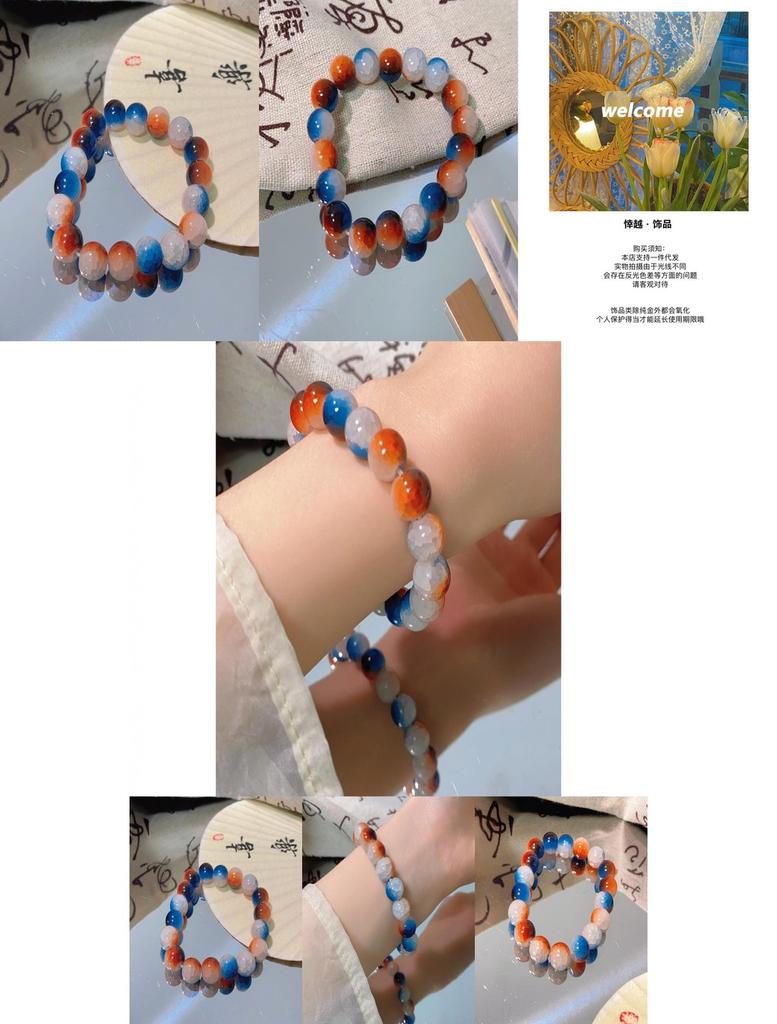 Exquisite Deep Sea Glass Bracelet With Natural Blue Tiger Eye Stones For Men And Women