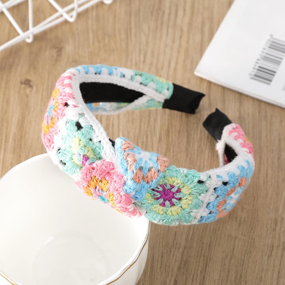 Retro Pletené Vlasové Pásky Zábal Pro Ženy Háčkované Elastické Bandana Turban Šátek Dívčí Módní Čelenky Vlasové Doplňky