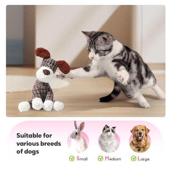 2Pcs Dogs Plush Toys Indestructible Dog Toys Interactive Squeaky Stuffed Animals for Aggressive Chewers Small Medium Large Breeds Puppy Teething Toy
