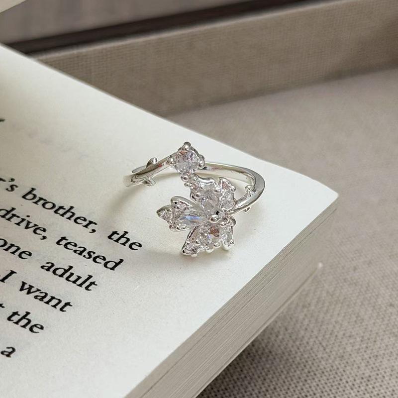 Light Luxury Niche Design Super Fairy Gypsy Zir*****Pen Ring Women'S Fashion Exquisite Stacking High-End Index Finger Ring