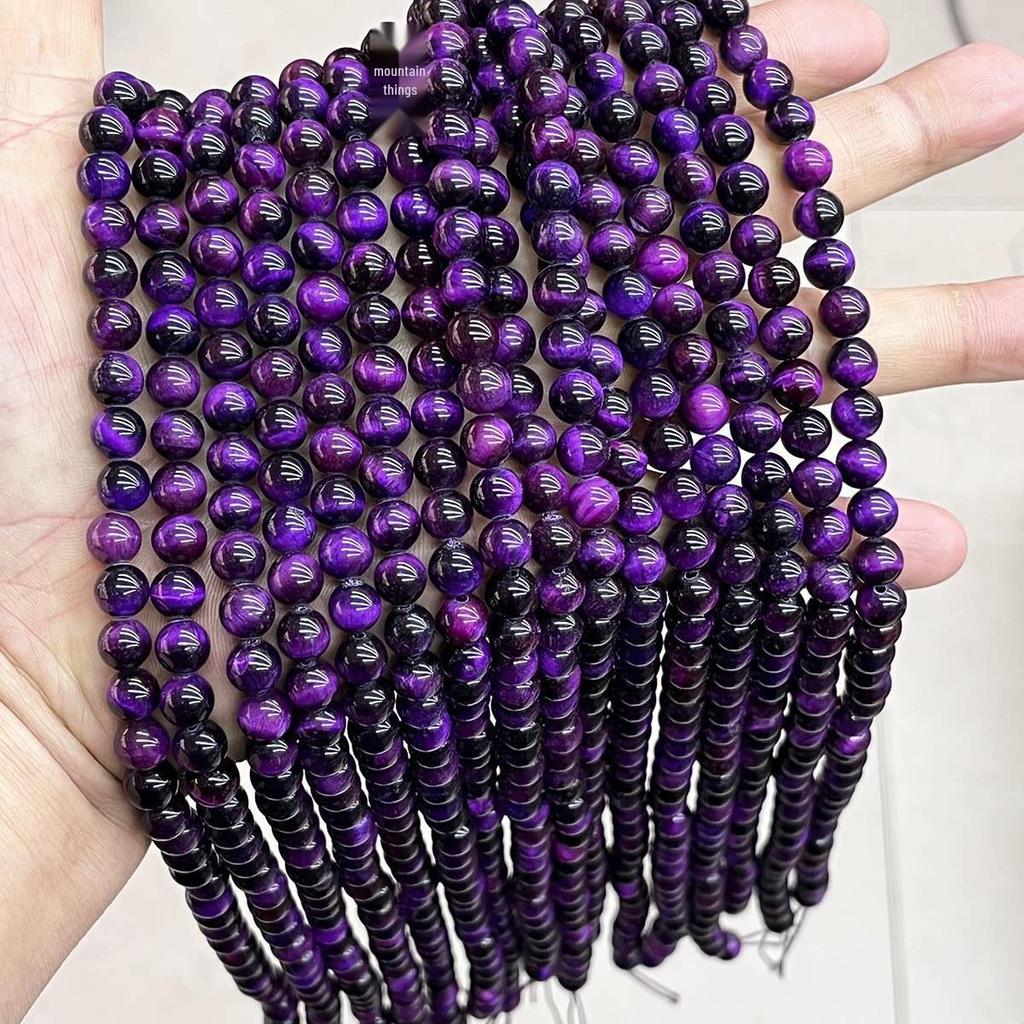 Hochwertiges Blaues Tigerauge Runde Perlen Armband - Halbfertiges Produkt, Auf Lager
