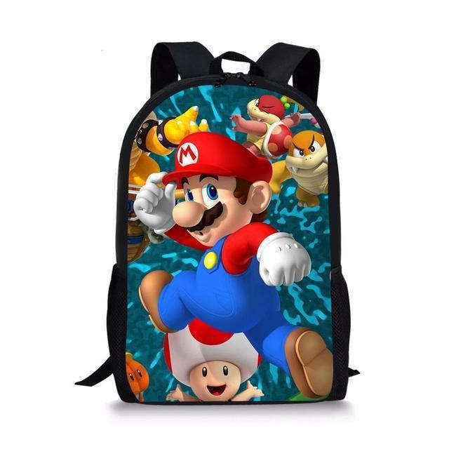 Double Super Mario Shoulder School Bag With Durable Material Pattern Playful