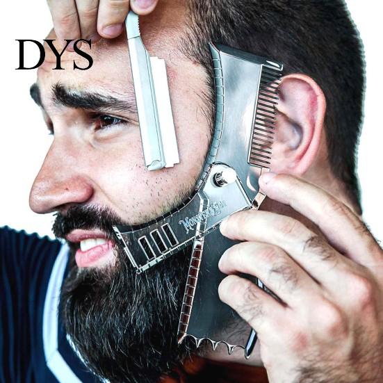 Facial Hair Grooming Tool Beard Styling Comb Portable Line Up Edging Shaping 360-Degree Rotation Perfect Men for All Face Shapes Home School