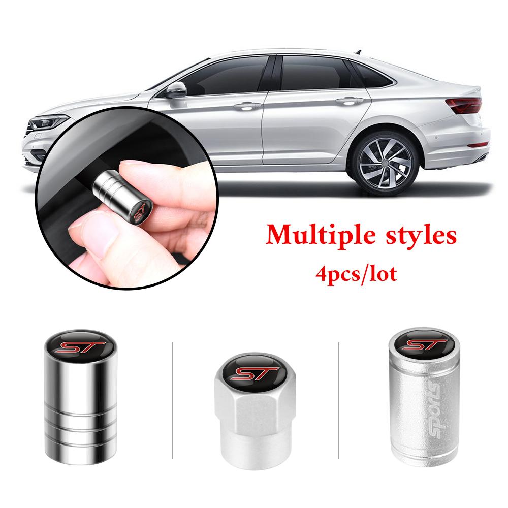 XXUI3 4pcs Car Styling Wheel Tire Valve Cap Air Stem Cover Badge Decoration For Ford Mustang ST Focus Mondeo Fiesta Kuga Accessories