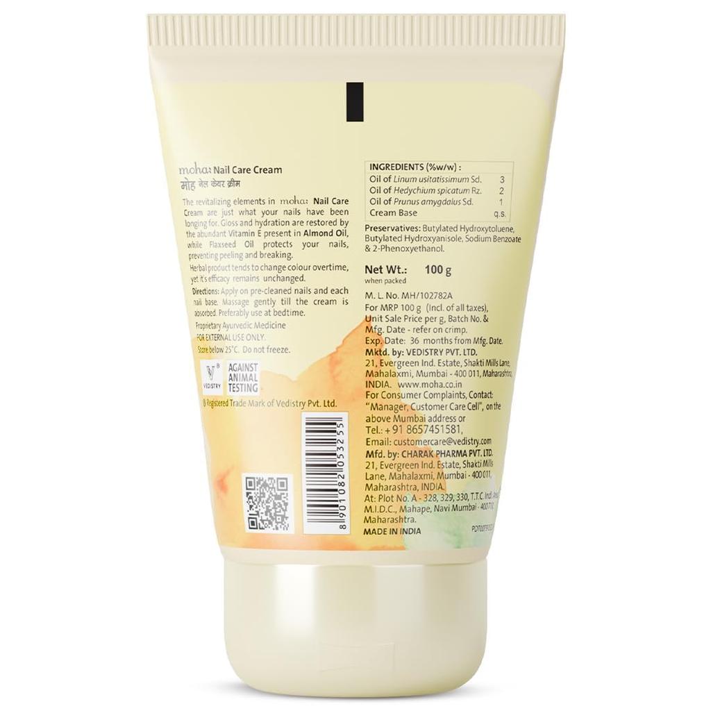 Moha Nail Care Cream For Stronger Nails And Soft Cuticles, Daily Nail Strengthener For Men Women 100 g x Pack Of 2