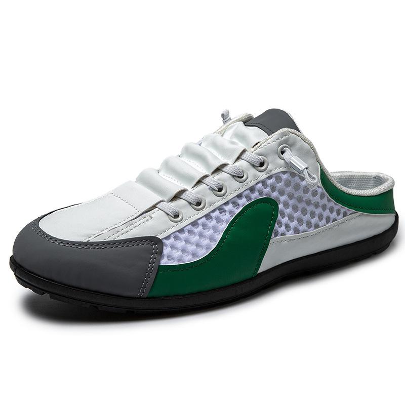 Men's Closed Toe Half Slippers 2026New Casual Sneakers Baotou Half Slippers Breathable Mesh Shoes Men Loafers Flat Beach Sandals