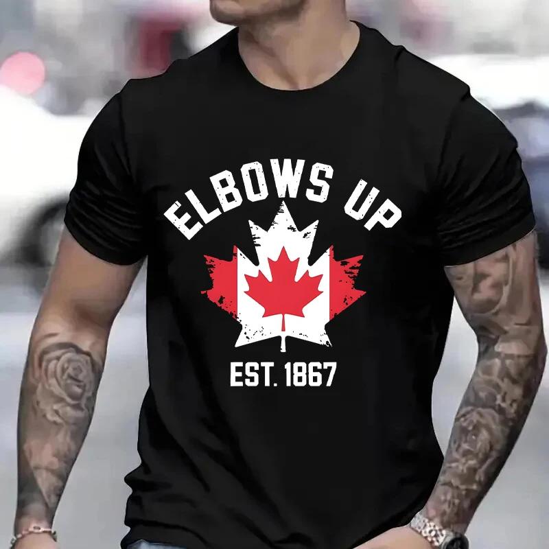 Elbows Up Canada T Shirt Funny Retro Canada Not 51st State Canadian Proud Gift T-shirt for Men Women Graphic Unisex Casual Tops