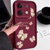 Bowknot Print Soft TPU Matte Case For Xiaomi 14T Pro 13T Poco F6 X6 X5 Redmi 13C Note 13 12 Pro 11 Solid Color Shockproof Lens Protection Phone Cover