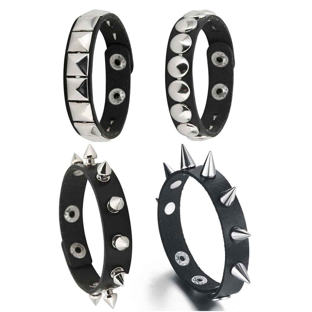 Spiked Studded Bracelet Black Leather Rivet Punk Bracelet Cuff Wrap Bangle Goth Alt Wristband for Men Women Punk Accessories