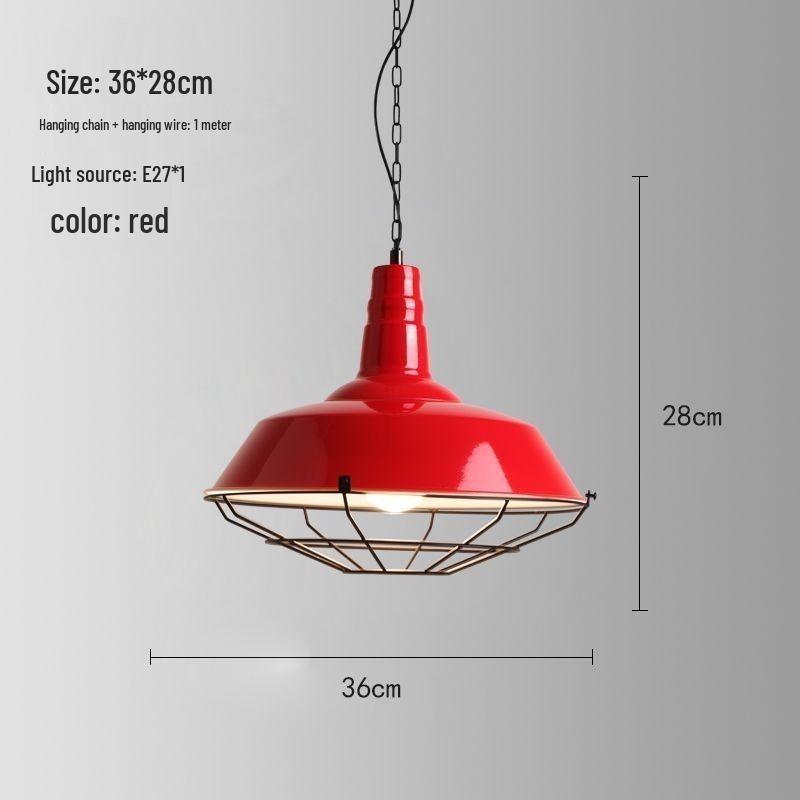 Red Retro Nordic Industrial Chandelier - Ideal for Milk Tea Shops, Bars, Restaurants, and Cafes.