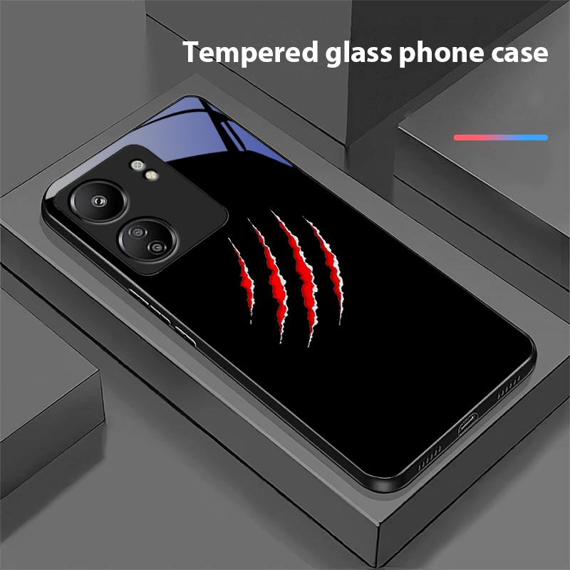 Funny Devil Eyes For Xiaomi Redmi 13C Note13 12 Pro Plus 5G Note 9 13T Pro POCO X6 F5 F6 Black Tempered Glass Phone Case