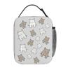 Cartoon Graues Kätzchen Muster Isolierte Lunchtasche für Damen Kinder Tragbare Lebensmittelboxen Thermische Lunchbox Tragetasche