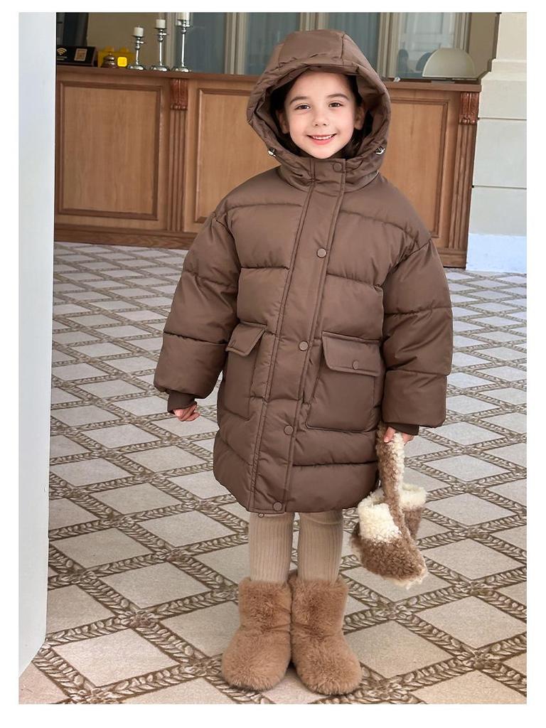 Kinder Winter 2025 Mittellanger Daunenmantel - Dicke, warme Baumwolljacke für Jungen und Mädchen