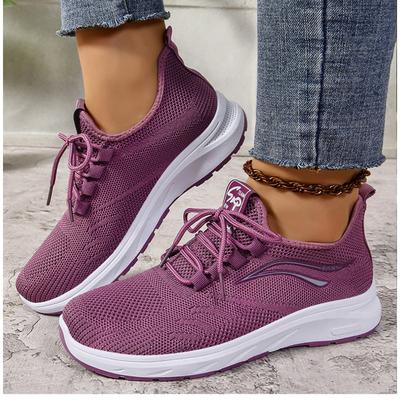Buty Damskie Hundred, Oddychające Buty z Siatki Fly Weave, Modne Buty Casual w Jednolitym Kolorze, Lekkie Sneakersy