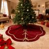Sukně pod vánoční stromek Sametová chlupatá mušlová sukně pod stromek se zlatou krajkovou lemovkou pro rustikální vánoční svátky Domácí vnitřní party dekorace