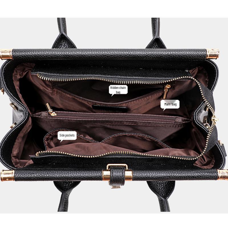 2025 Luxury Women's Genuine Leather Handbag, High-Capacity Stone Pattern Design