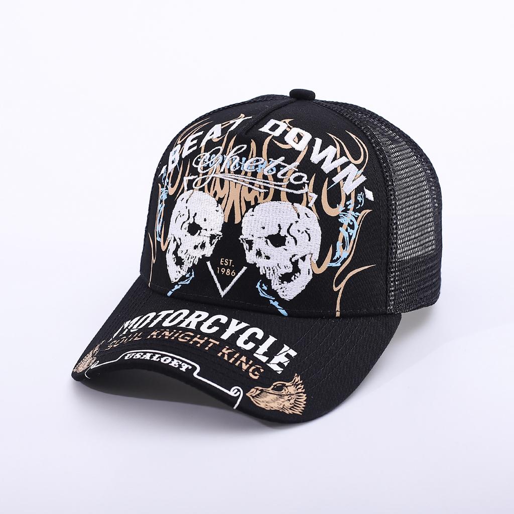 Pentagram Skull Mesh American Locomotive Cap Truck Driver Hat Breathable Baseball Cap