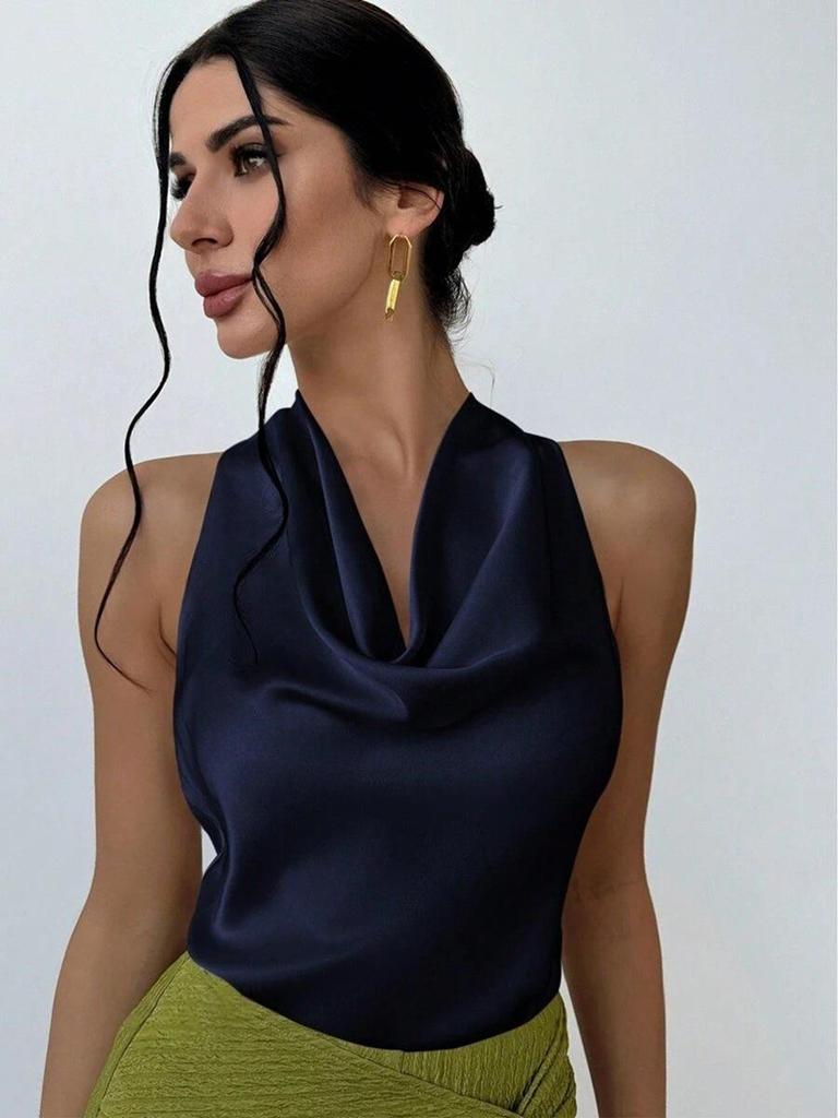 Women's Sexy Sleeveless Satin Shirt - Spring/Summer 2025 Collection