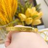 Shajin Jewelry Lotus Open Bangle: Women's Imitation Gold, Wedding Accessory, Solid Charm, Ancient Method Design.
