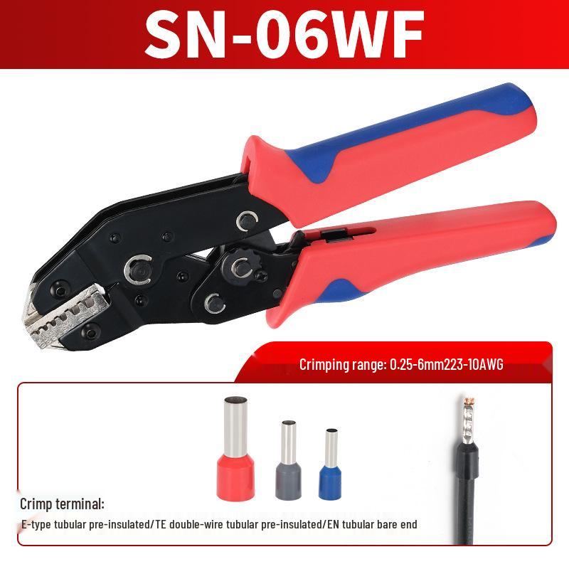 Spring Insert Ratchet Crimping Pliers SN-58B - Cold Press & Insulated Terminal, Multi-Jaw Bare Terminal Crimp Pliers.
