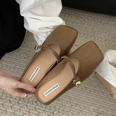 Mary Jane Bag Head Half Slippers Women Wear 2024 Spring French Grandma Doudou Muller Shoes Flat Half Tray Single Shoes Tide