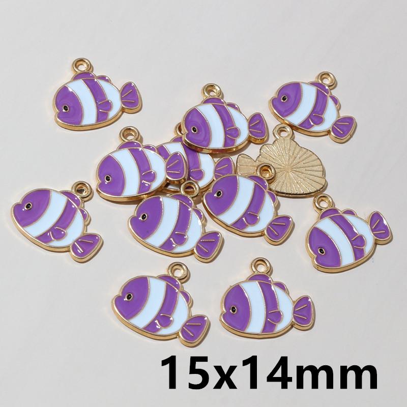 20pcs Enamel Fish Charms Pendant for Earrings Necklace Bracelet Findings Alloy Metal DIY Jewelry Making Accessories
