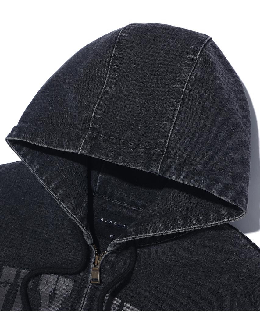 Annoyed Daily Denim Padded Hoodie Zip-Up Lq1Ju024_Black